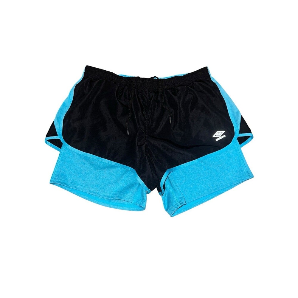 Umbro Motion Control Activewear Shorts Womens Large Black Blue RN 59786